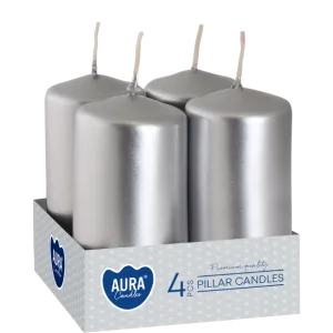 Набір свічок 4 шт. циліндр Срібний металік sw40/80 271