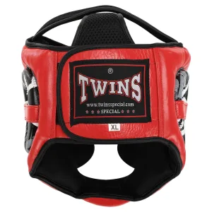 Шолом боксерський з повним захистом шкіряний TWINS розмір Червоний S