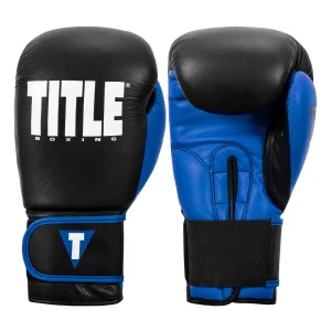 Боксерські рукавиці TITLE Boxing Dynamic Strike Black/Blue 14 унцій (бинти 4 м. у комплекті)