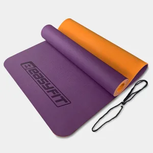 Килимок для йоги та фітнесу EasyFit TPE+TC 6 мм двошаровий фіолетовий помаранчевий
