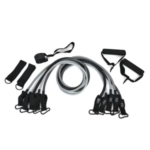 Еспандер трубчастий набори 5 джгутів навантаження 9-27 кг Power Band Сірий