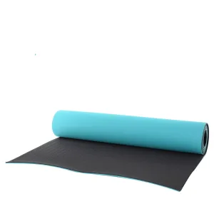 Килимок для фітнесу та йоги TPE+TC TPE-6BLB 183 см 61 см 6 мм Блакитно-чорний