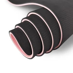 Килимок для фітнесу та йоги Sport TPE+TC 6 мм - рожево-чорний