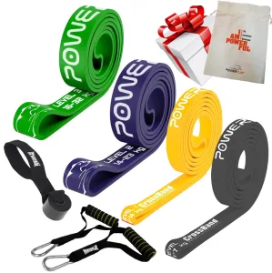 Еспандер-петля (гумові петлі) PowerPlay PP_0023 набір 4шт. опір 2-32 кг. (сумарно 76 кг.) + ручки та якір
