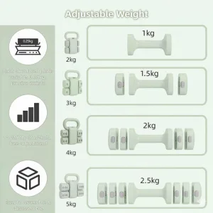 Мультифункціональні гантелі та гиря для фітнесу, набірні 5,5 кг 80382-5_5 жовтий