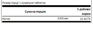 Biotin 5000 мкг - 60 жув. таблеток вишневий смак