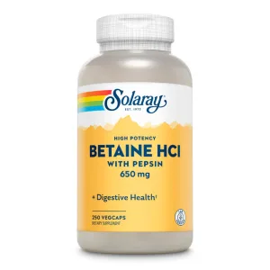 High Potency Betaine HCl with Pepsin 650 мг - 250 капсул