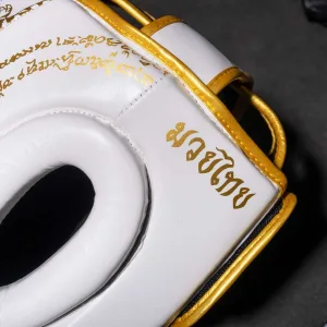 Боксерський шолом Phantom Muay Thai Full Face White Gold (капа в комплекті) універсальний