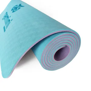 Килимок для фітнесу та йоги Sport TPE+TC 6 мм - бірюзово-рожевий