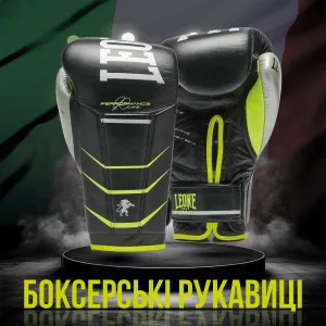 Боксёрские перчатки Leone GN110F REVO FLUO Black 14 унций (бинты 4 м. в комплекте)