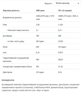 Mass Acceleration - 3 кг білий шоколад