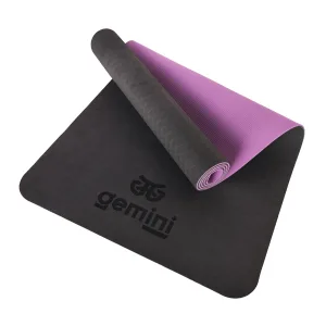 Коврик для фитнеса и йоги Sport TPE+TC 6 мм - черно-фиолетовый