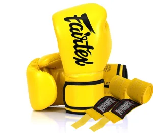 Боксерські рукавиці Fairtex BGV14 Yellow 14 унцій (бинти в комплекті)