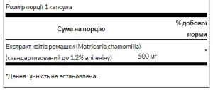 Chamomile Flower Extract Standardized Apigenin 500 мг - 60 капсул