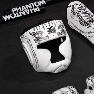 Боксерський шолом Phantom Muay Thai Full Face White (капа в комплекті) універсальний