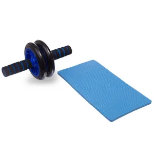 Подвійне пластикове колесо для преса гімнастичний ролик з килимком жовтий