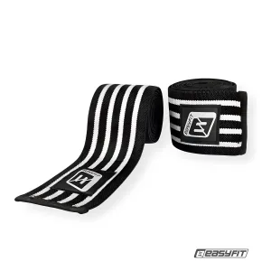 Бинт для присідань EasyFit фіксатор колінного суглоба (чорно-білий)