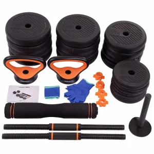 Transformer set dumbbells kettlebell barbell stands 6in1 FED 40 kg black