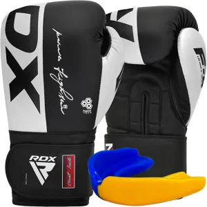 Рукавички Боксерські рукавиці RDX F4 Boxing Sparring Hook&Loop WHITE/BLACK 12 унцій (капа у комплекті)
