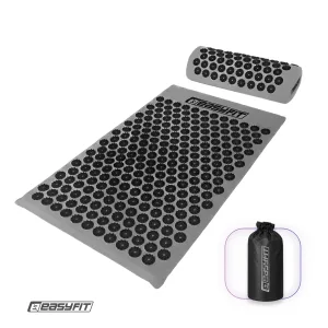 Масажний килимок EasyFit з подушкою (аплікатор Кузнєцова) + чохол Сірий з чорним