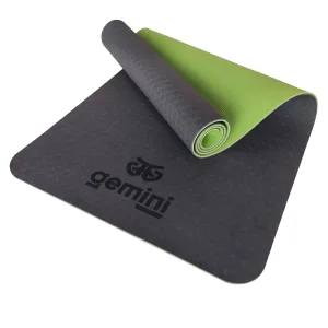 Килимок для фітнесу та йоги Sport TPE+TC 6 мм - Сіро-Салатовий