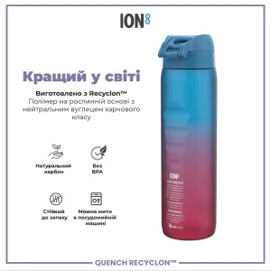 Пляшка для води ION8 1000 мл. BPA Free, Times To Drink, (ЕКО пляшка) BPA Free, Blue & Pink