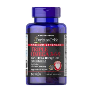 Maximum Strength Triple Omega 3 6 9 Fish Flax & Borage Oils - 60 софтгель
