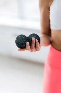 Набір для йоги PowerPlay PP_4008 EPP Foam Roller Set роллер + 2 масажні м'ячі чорно-синій