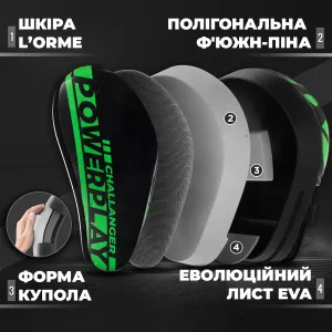 Лапи боксерські PowerPlay 3041 чорно зелені PU [пара]