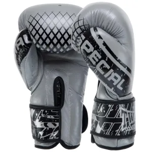 Рукавички боксерські шкіряні TWN 12-16 унцій сірий-чорний 12