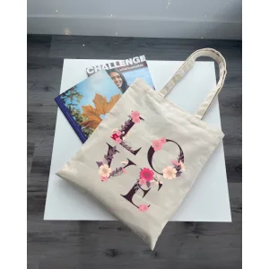 Екошопер Bookopt ВК4072 LOVE (квіти), бежевий