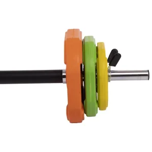 Штанга для фітнесу (фітнес памп) MDbuddy довжина-1,3 м 25 мм 20 кг жовтий-зелений-помаранчевий
