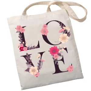 Екошопер Bookopt ВК4072 LOVE (квіти), бежевий