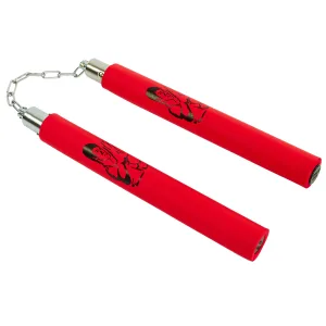 Нунчаку тренувальні з ланцюгом - червоний