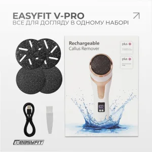 Пилка для пяток EasyFit V-Pro — вакуумная электрическая пемза с LCD-дисплеем