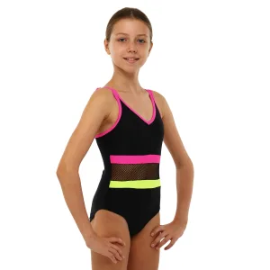 One-piece children's swimming suit 8-12 years black-pink-yellow 8