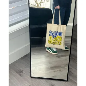Ecobag BookOpt BK4004 Petrykivka Painting Blue Yellow Flowers Beige