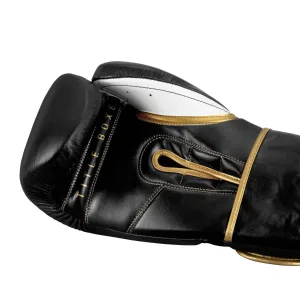 Боксерські рукавиці TITLE Boxeo Mexican Leather Quatro Black/White 12 унцій (бинти 4 м. в комплекті)