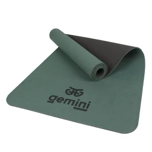 Килимок для фітнесу та йоги Sport TPE+TC 6 мм - Темно-Зелений-Чорний