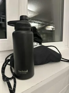 Пляшка для води металева з подвійною вакуумною ізоляцією Bohtal Insulated Sports Bottle 960 мл Black