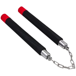 Нунчаку тренувальні з ланцюгом - чорний червоний