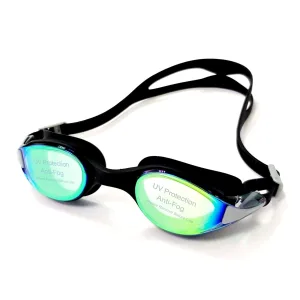 Очки для плавания LEACCO хамелеон, черно-серые