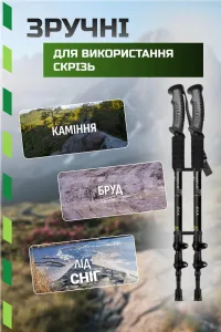 Трекінгові палиці PowerPlay 9106 Fika Black/Red 60-135 см (пара)