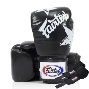 Боксерські рукавиці Fairtex BGV1 Nation Print Black 14 унцій (бинти в комплекті)