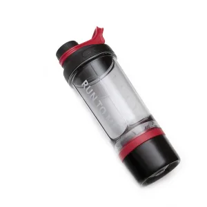 Шейкер спортивний з контейнером Casno 600 мл KXN-1199 з вінчиком Сірий/Червоний