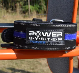 Пояс для пауерліфтингу Power System PS-3800 PowerLifting шкіряний Black/Blue Line - XXL