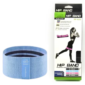 Тканева гумка для фітнесу та спорту PowerPlay 4111 Hip Band M Medium блакитна d_76 cm