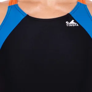 Купальник для плавання YINGFA злитий жіночий Чорно-оранжево-синій XXL