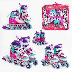 Ролики Best Roller розмір 38-42 фіолетово-бірюзово-рожевий