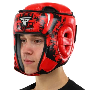 Шолом боксерський відкритий шкіряний FISTRAGE FURIOUS Червоний L